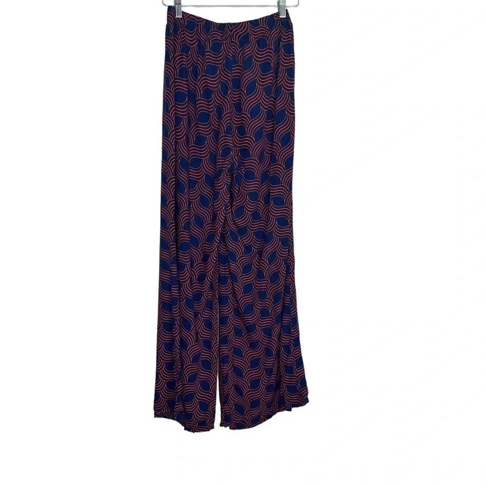 ESCAPADA Living navy & Red Geometric Wide Leg Palazzo Pants Size Small